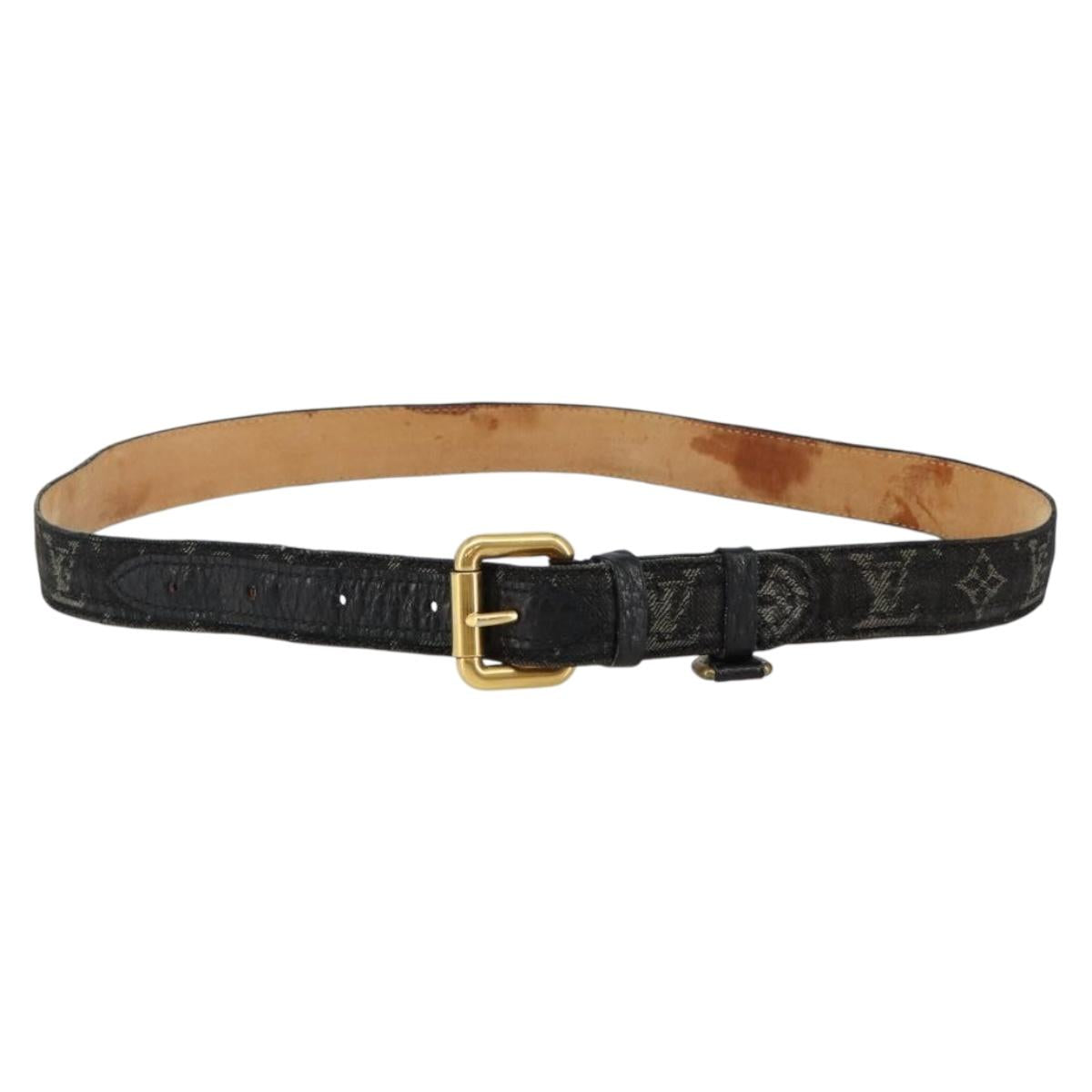 LOUIS VUITTON Monogram Denim Ceinture Belt 41.3"" Black M6972W LV Auth bs29692