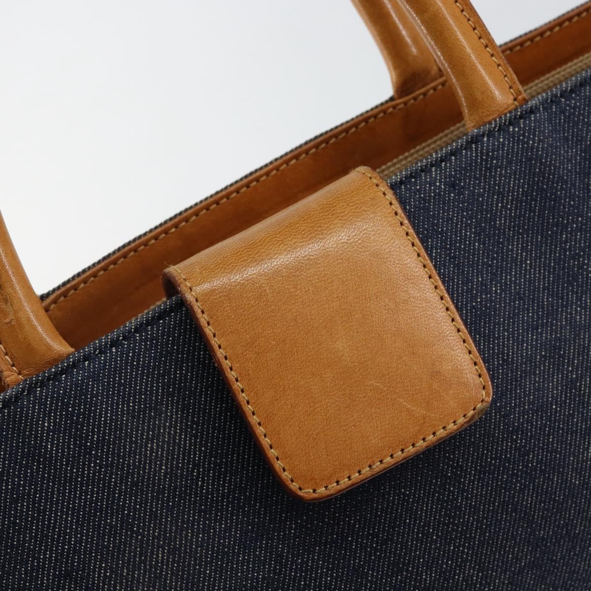 BURBERRY Nova Check Hand Bag Denim Blue Silver Auth bs29697