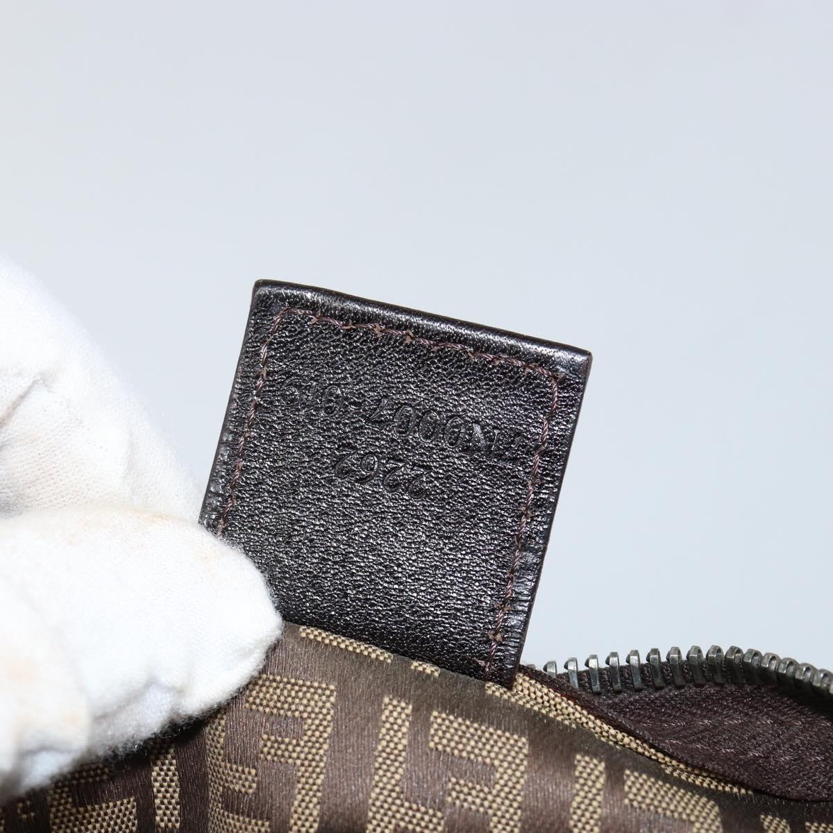 FENDI Zucchino Canvas Pouch Beige Silver Auth bs29698