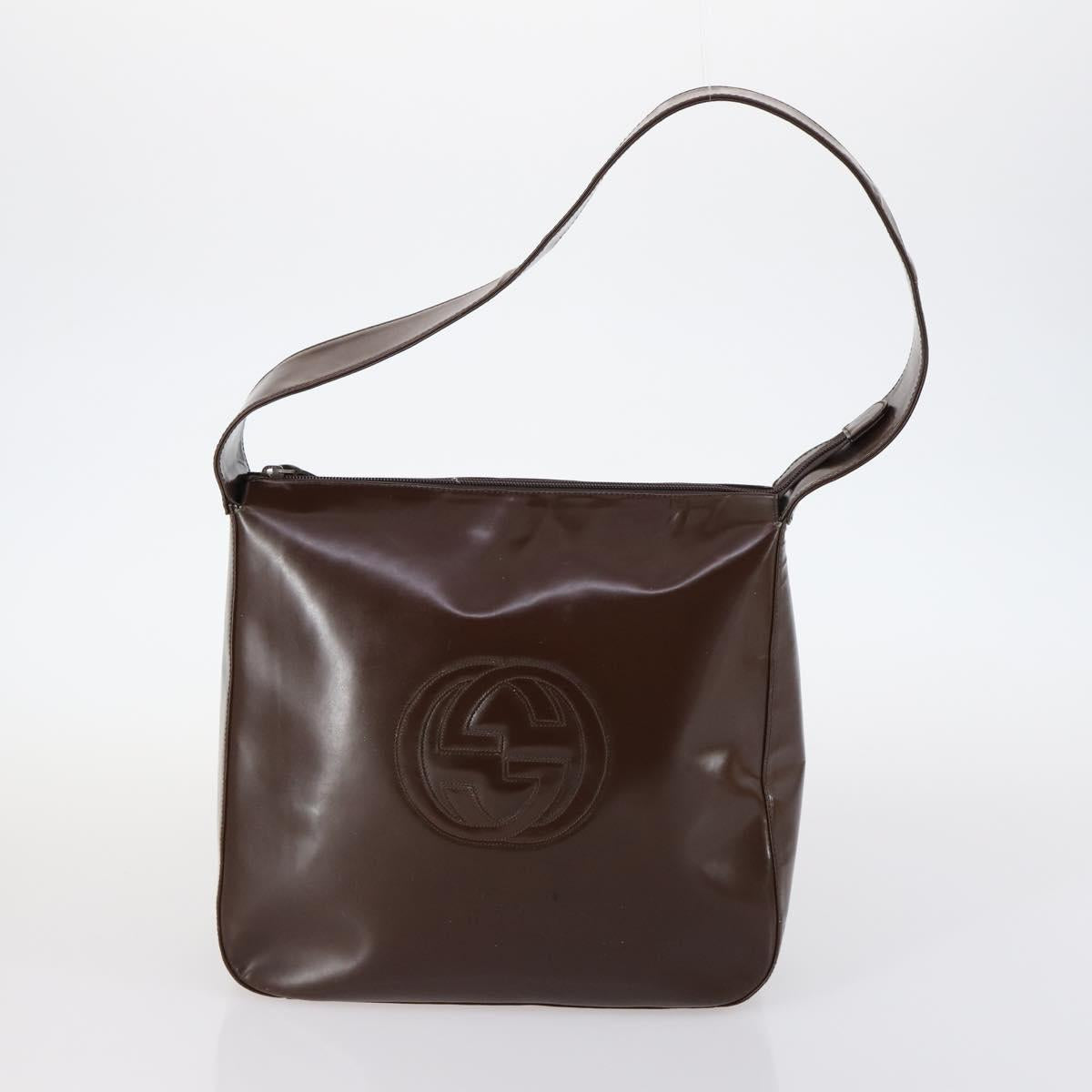 GUCCI Shoulder Bag Nylon Enamel Leather 5Set Black Brown khaki Auth bs29701