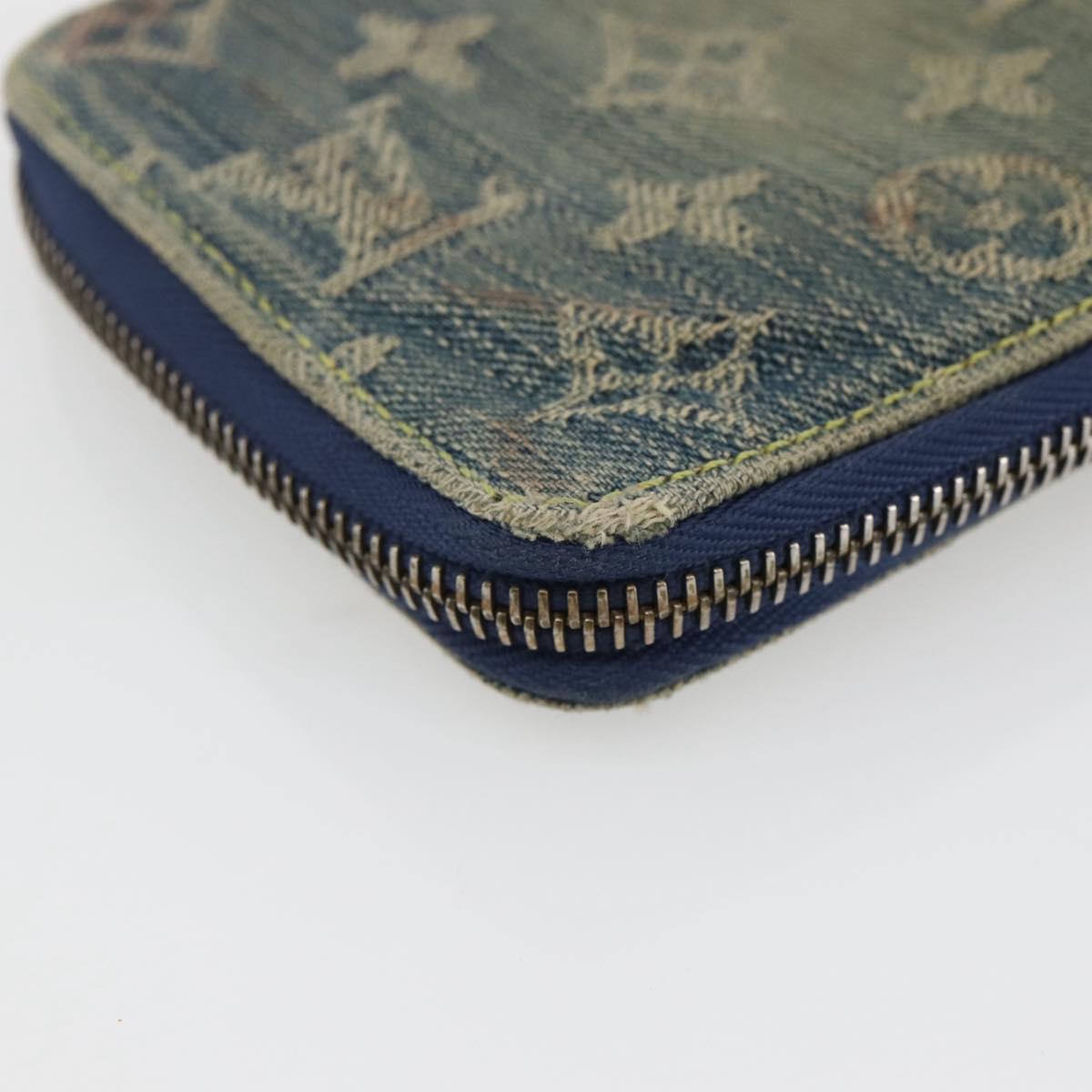 LOUIS VUITTON Monogram Denim Mini Zippy Wallet Wallet Blue M95342 Auth bs29706