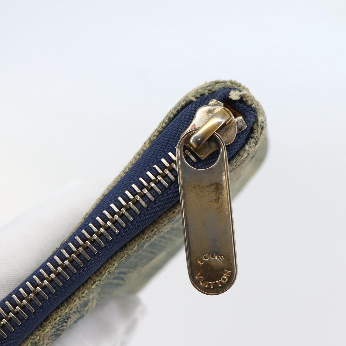 LOUIS VUITTON Monogram Denim Mini Zippy Wallet Wallet Blue M95342 Auth bs29706