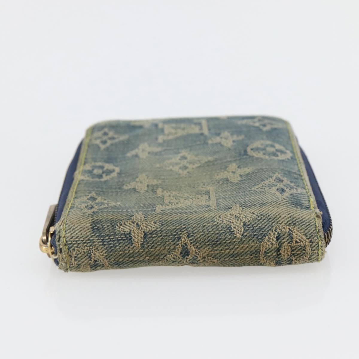 LOUIS VUITTON Monogram Denim Mini Zippy Wallet Wallet Blue M95342 Auth bs29706