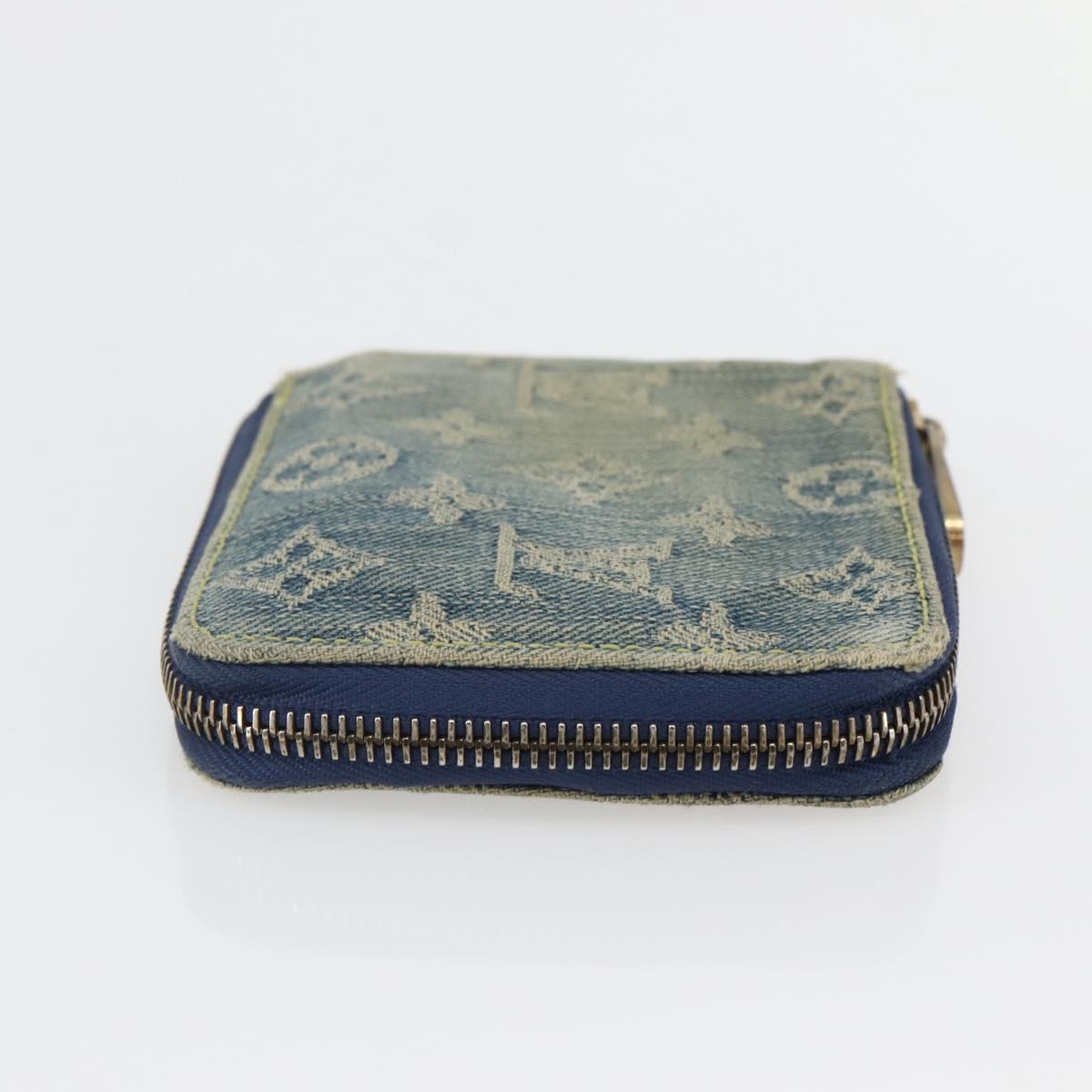 LOUIS VUITTON Monogram Denim Mini Zippy Wallet Wallet Blue M95342 Auth bs29706
