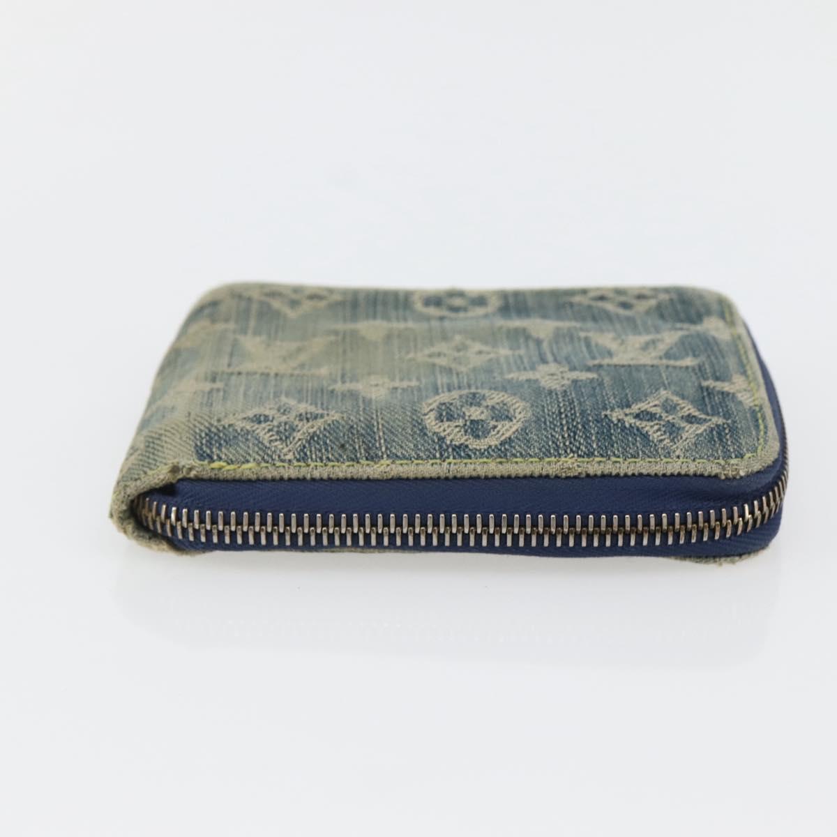 LOUIS VUITTON Monogram Denim Mini Zippy Wallet Wallet Blue M95342 Auth bs29706