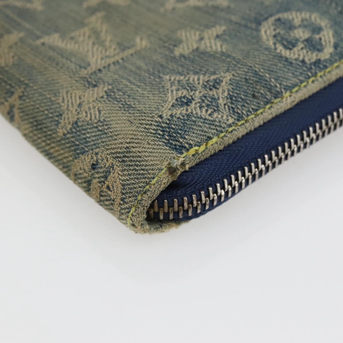 LOUIS VUITTON Monogram Denim Mini Zippy Wallet Wallet Blue M95342 Auth bs29706