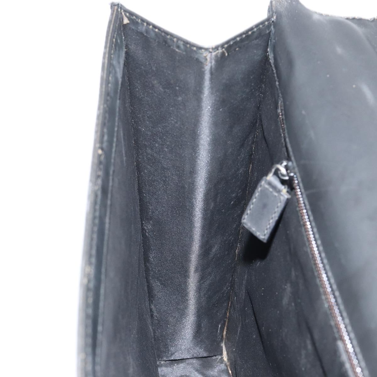 GUCCI GG Canvas Briefcase Nylon Black Silver 015 0235 Auth bs29713