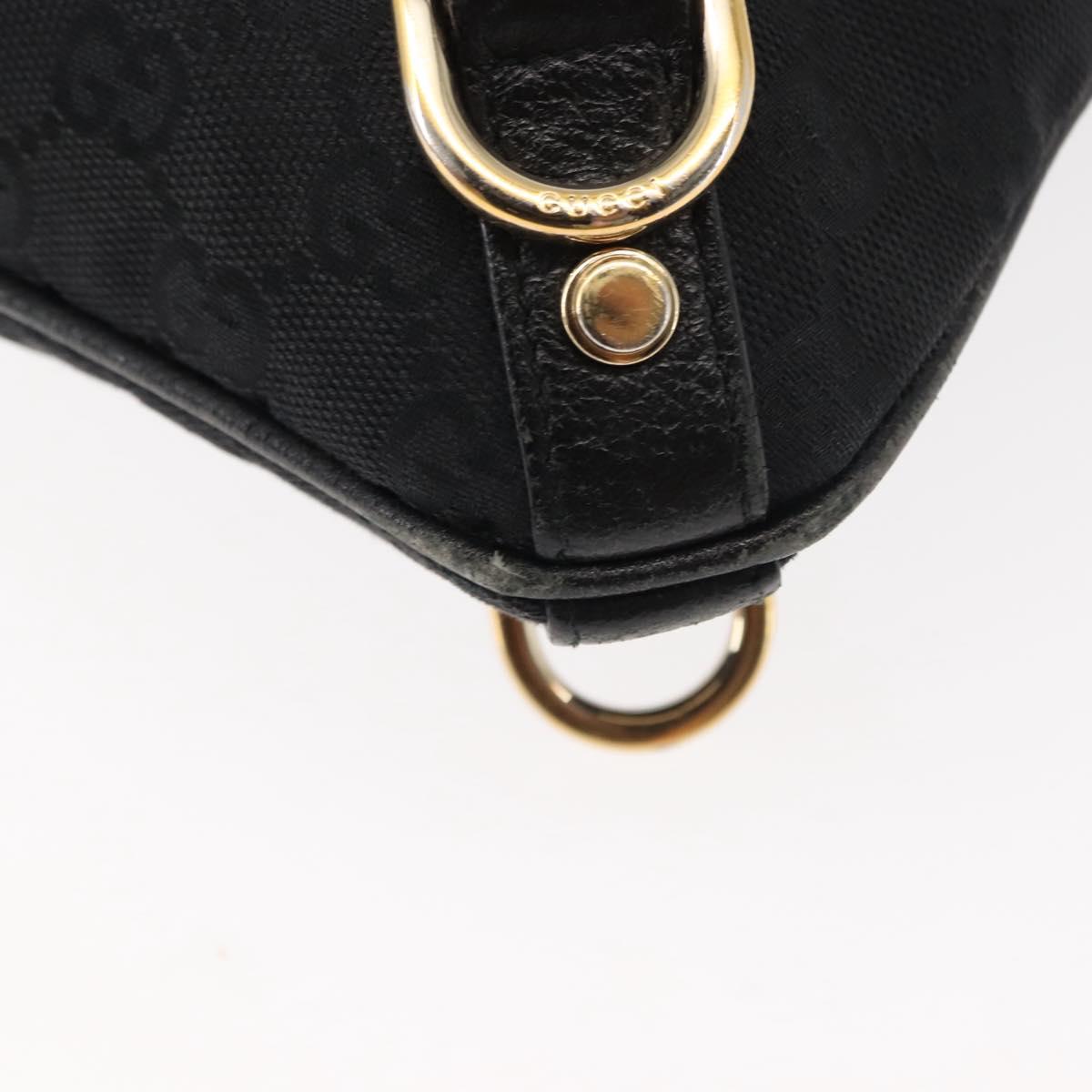 GUCCI GG Canvas Abbey Shoulder Bag Black Gold 131326 Auth bs29715