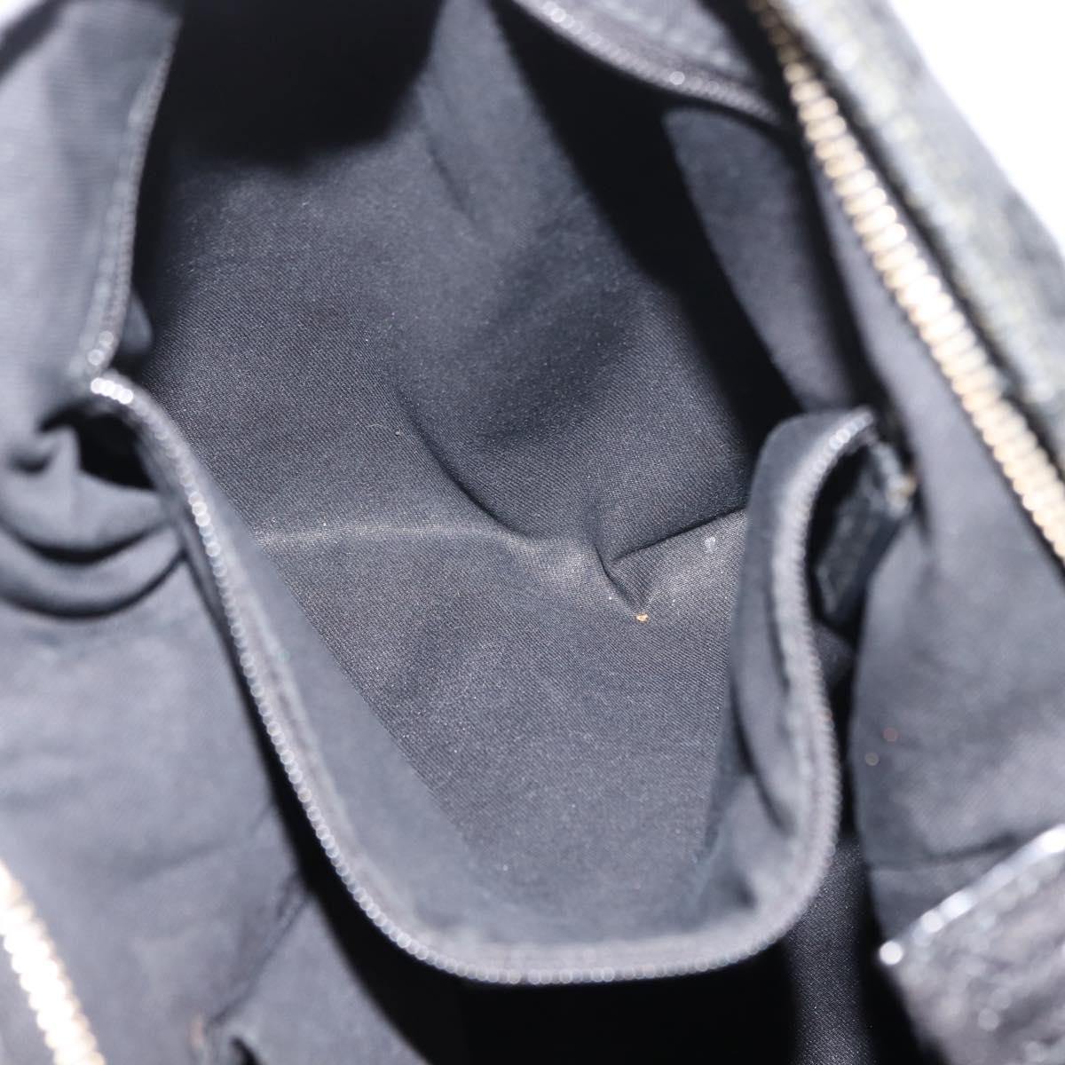 GUCCI GG Canvas Abbey Shoulder Bag Black Gold 131326 Auth bs29715