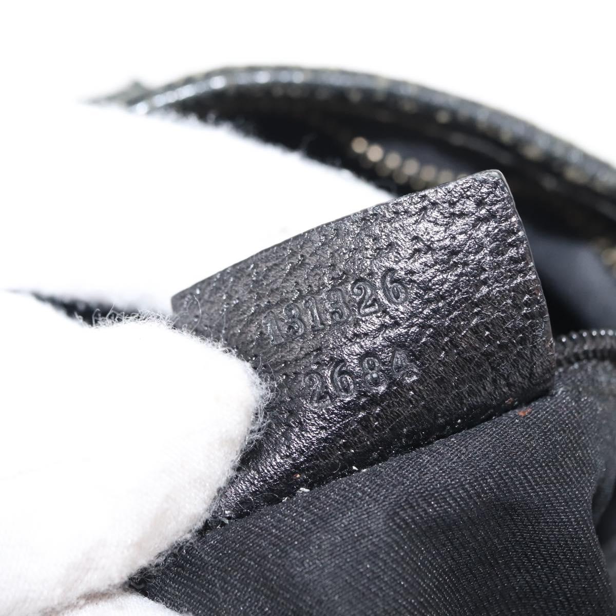 GUCCI GG Canvas Abbey Shoulder Bag Black Gold 131326 Auth bs29715