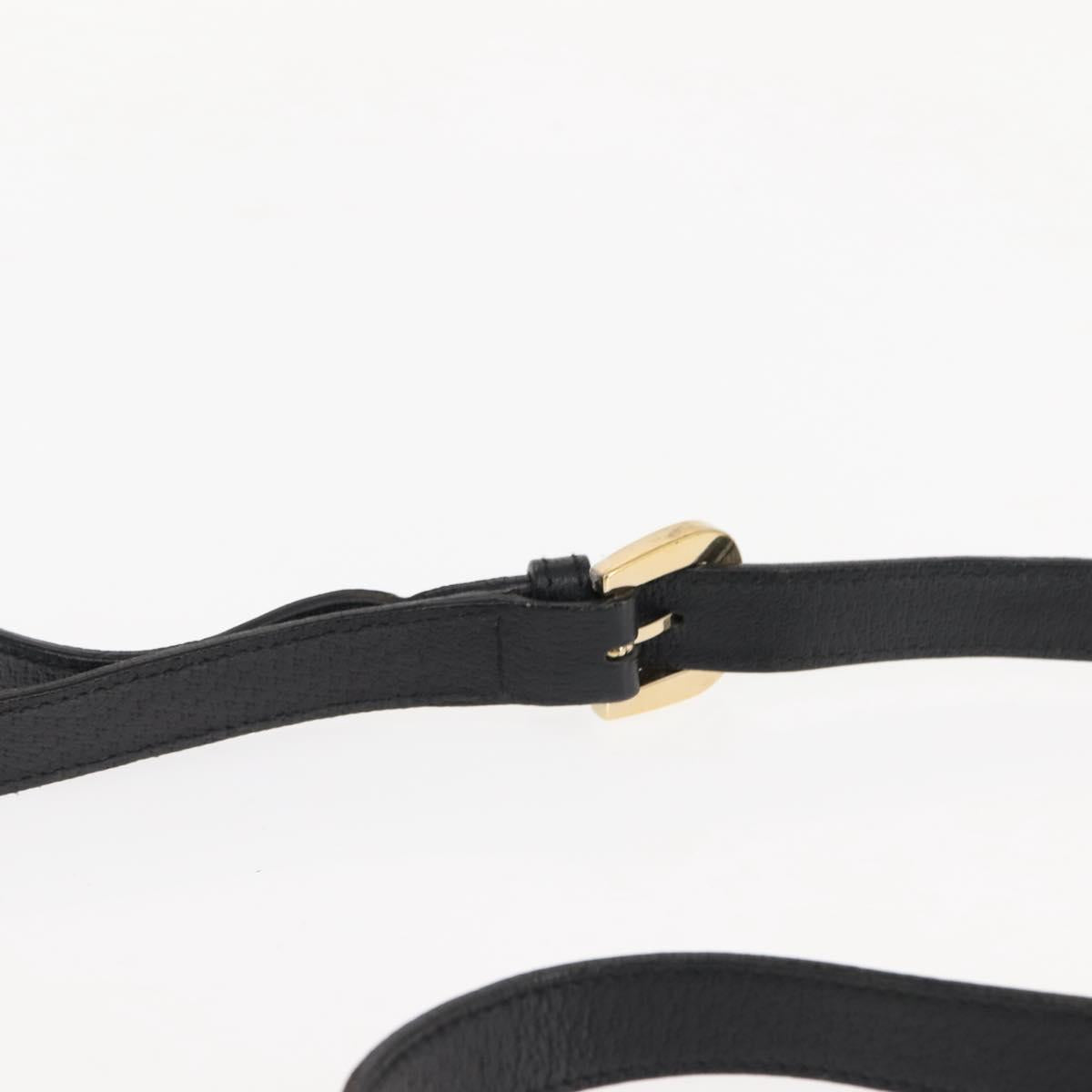 GUCCI GG Canvas Abbey Shoulder Bag Black Gold 131326 Auth bs29715