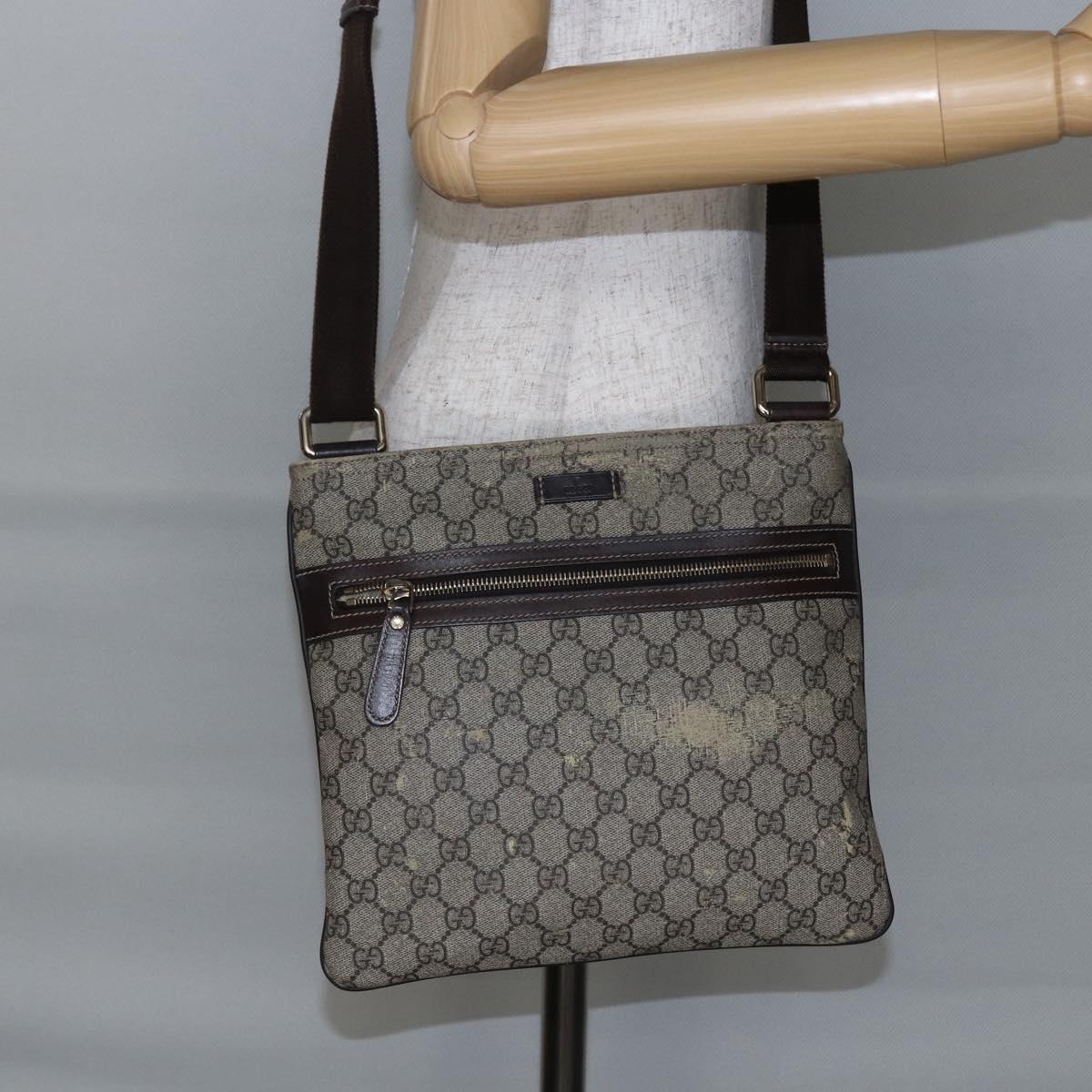 GUCCI GG Supreme Shoulder Bag PVC Beige Gold 295257 Auth bs29716