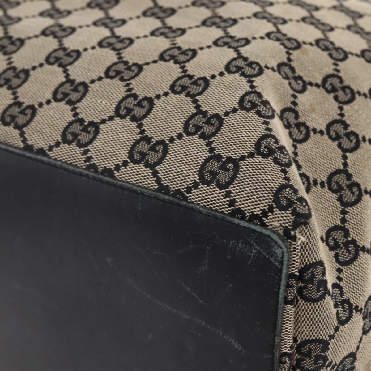 GUCCI GG Canvas Tote Bag Black Beige gold 002 1097 Auth bs29720