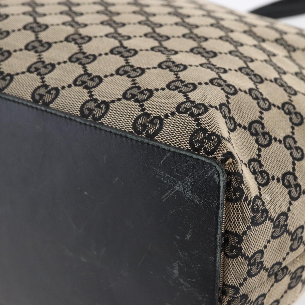 GUCCI GG Canvas Tote Bag Black Beige gold 002 1097 Auth bs29720
