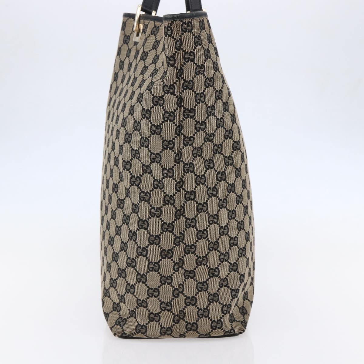 GUCCI GG Canvas Tote Bag Black Beige gold 002 1097 Auth bs29720