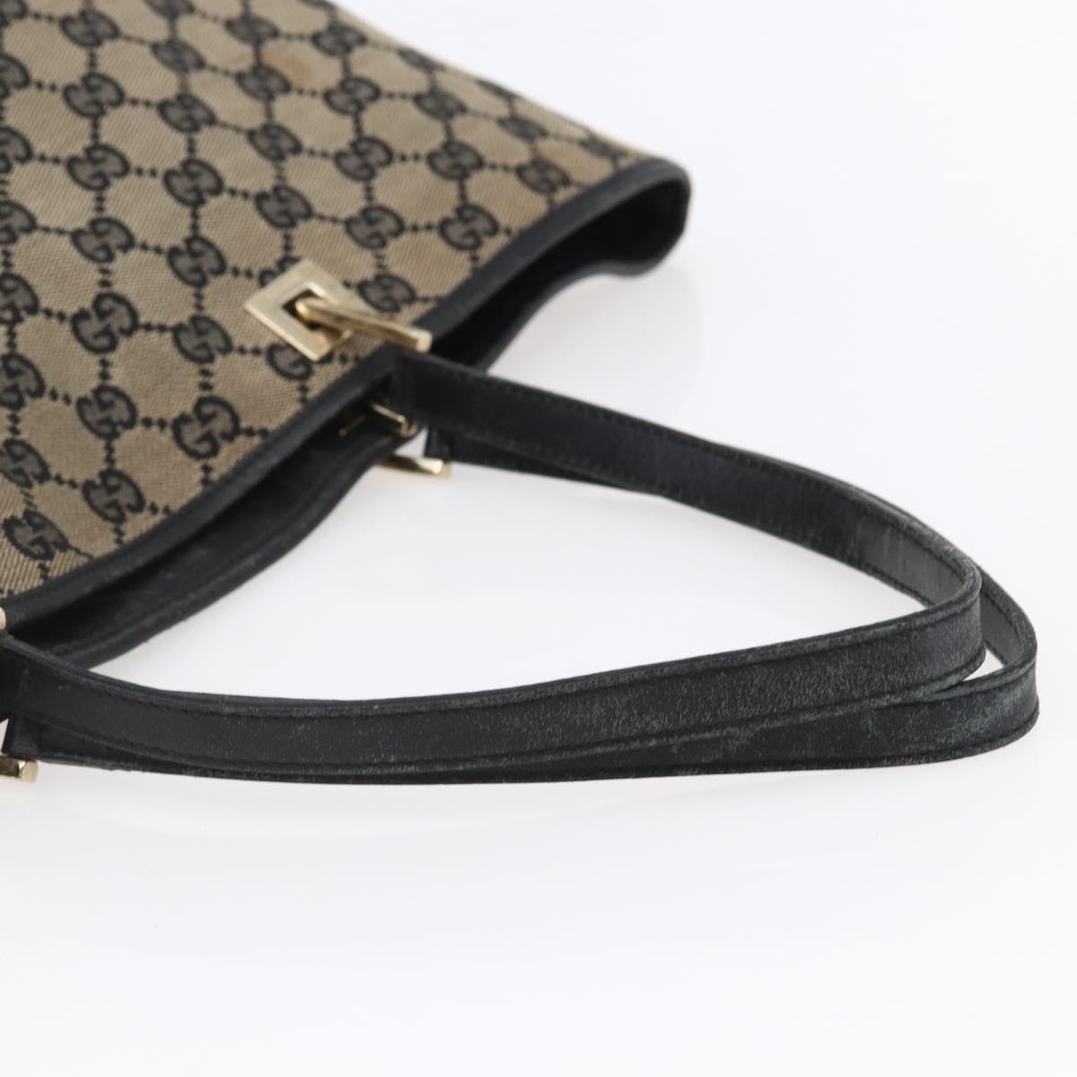 GUCCI GG Canvas Tote Bag Black Beige gold 002 1097 Auth bs29720