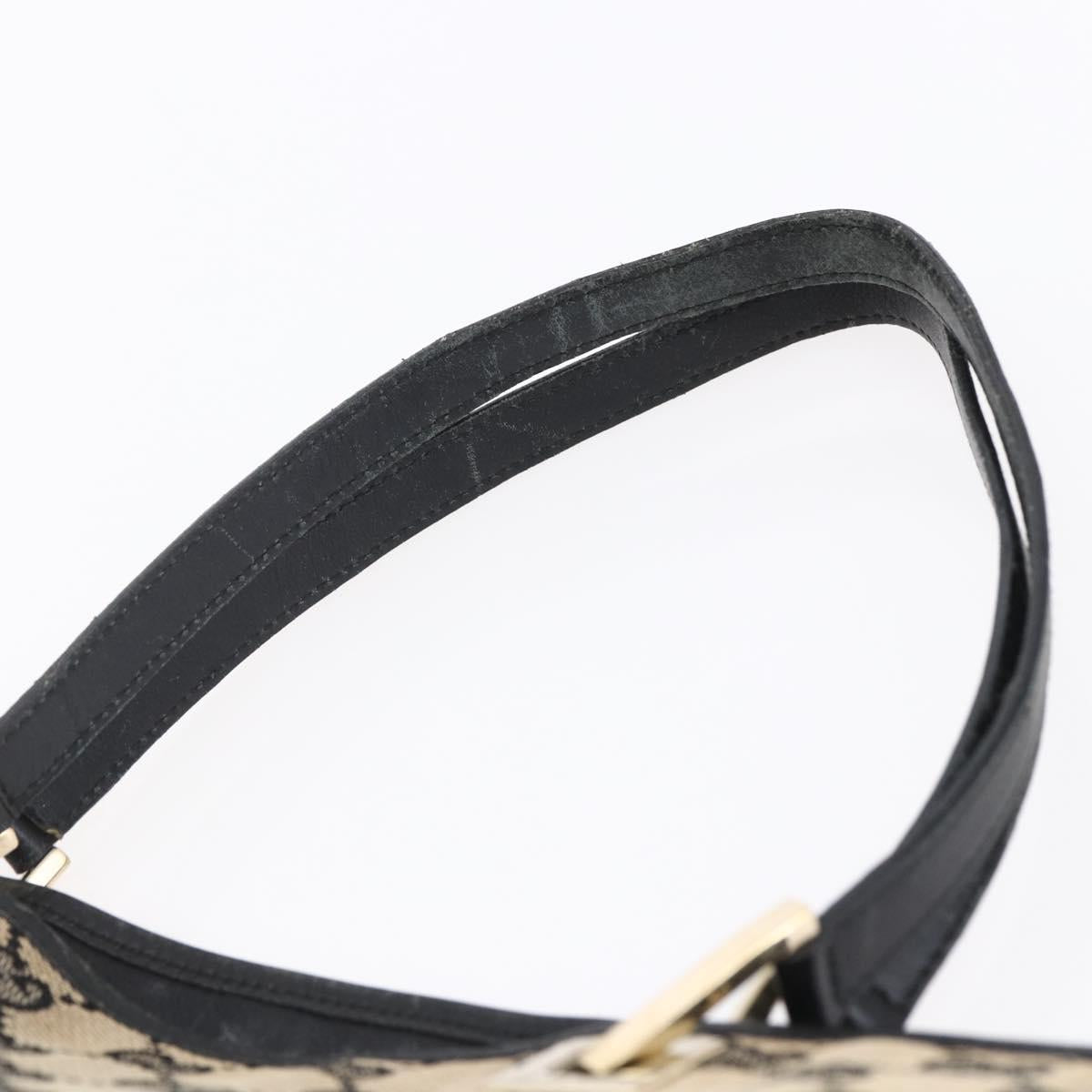 GUCCI GG Canvas Tote Bag Black Beige gold 002 1097 Auth bs29720
