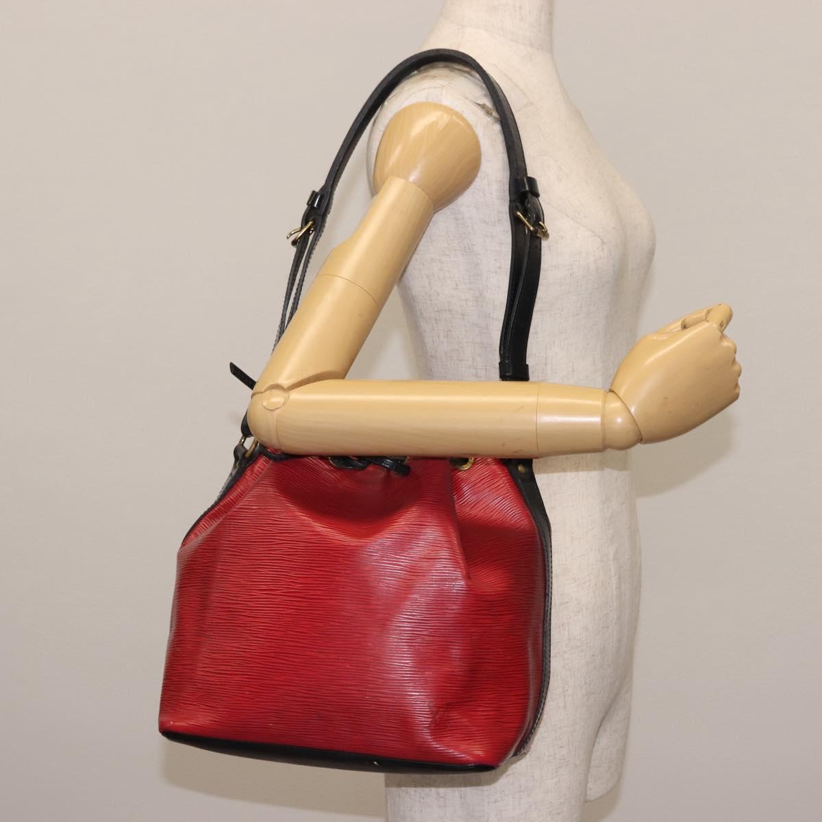 LOUIS VUITTON Epi Petit Noe Bag By Color Black Red M44172 LV Auth bs29727