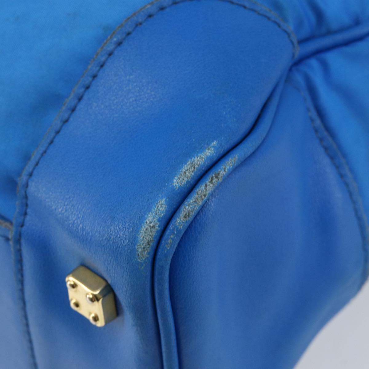 LOEWE Anagram Amazonas Hand Bag Nylon Blue Gold Auth bs29731