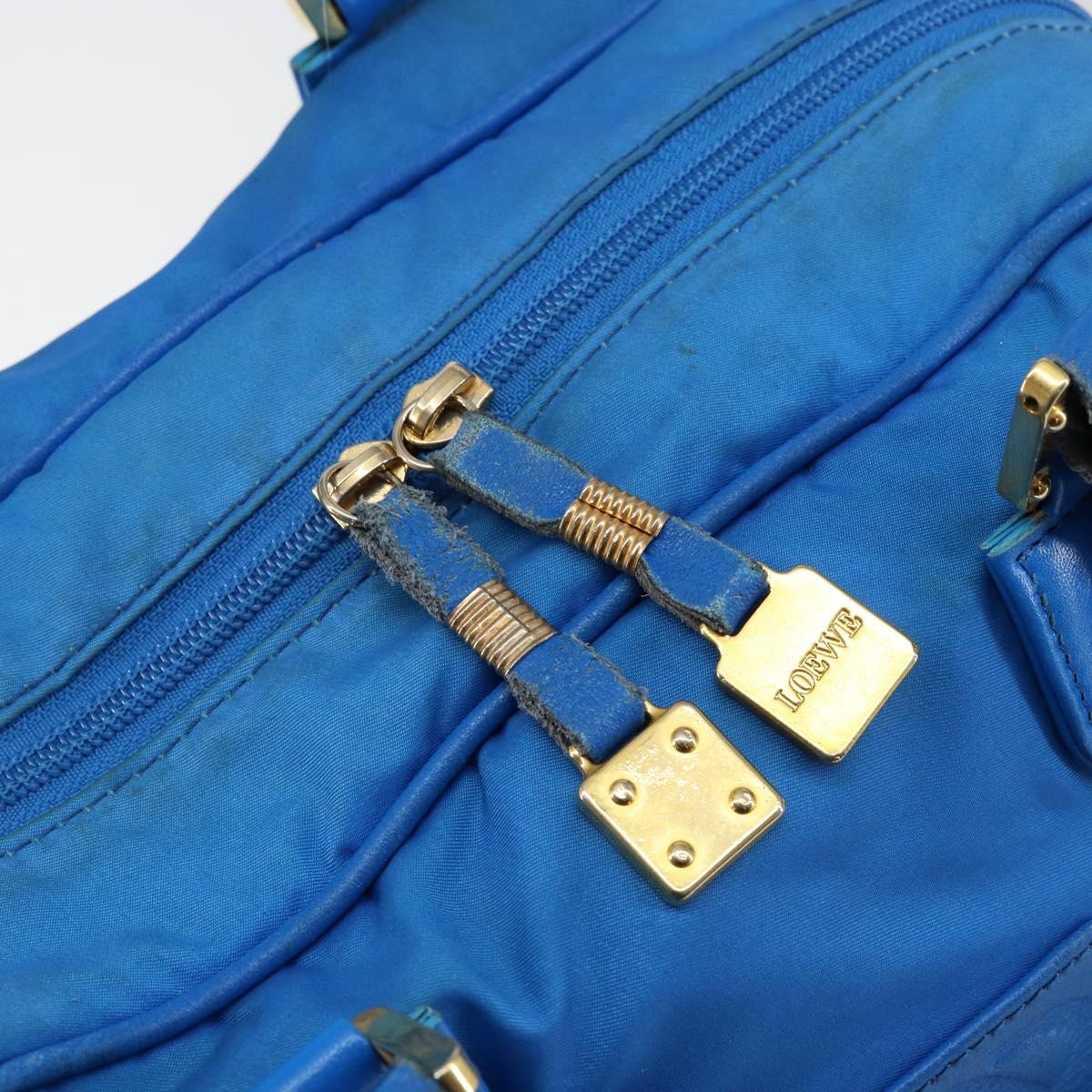 LOEWE Anagram Amazonas Hand Bag Nylon Blue Gold Auth bs29731