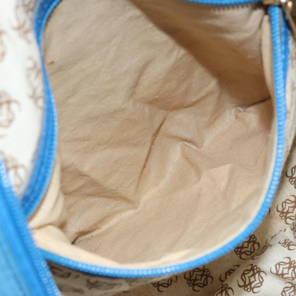 LOEWE Anagram Amazonas Hand Bag Nylon Blue Gold Auth bs29731