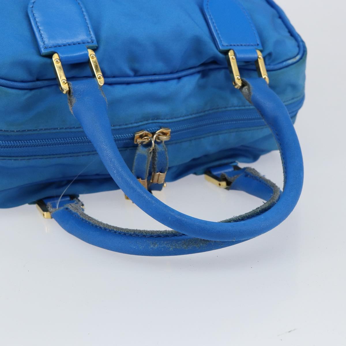 LOEWE Anagram Amazonas Hand Bag Nylon Blue Gold Auth bs29731