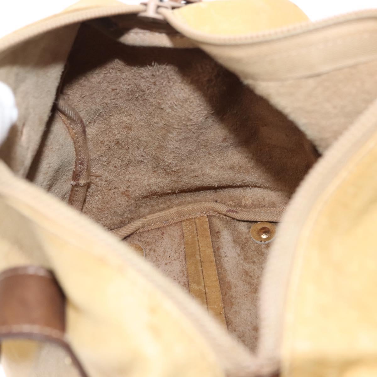 LOEWE Anagram Hand Bag Leather Beige Gold Auth bs29735