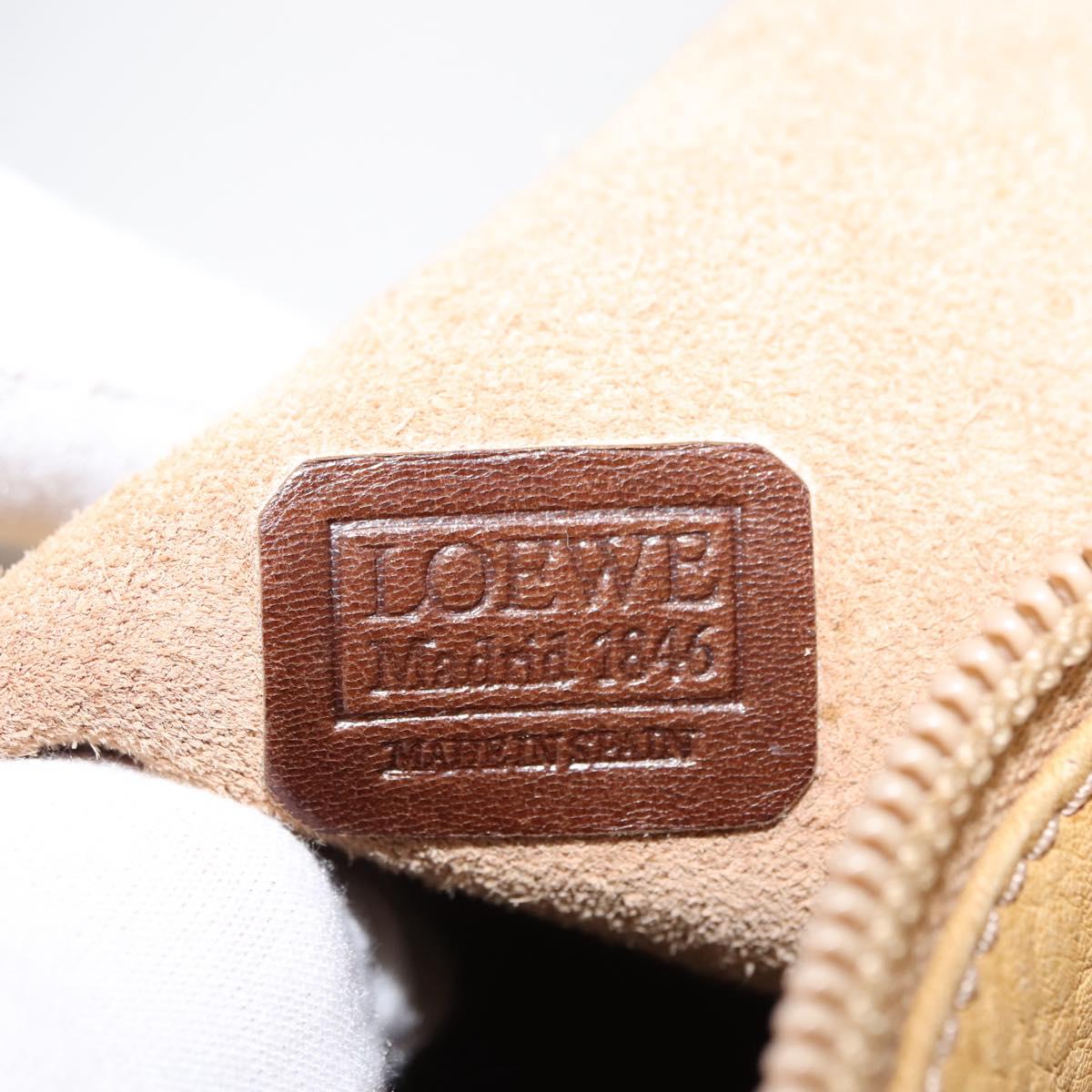 LOEWE Anagram Hand Bag Leather Beige Gold Auth bs29735