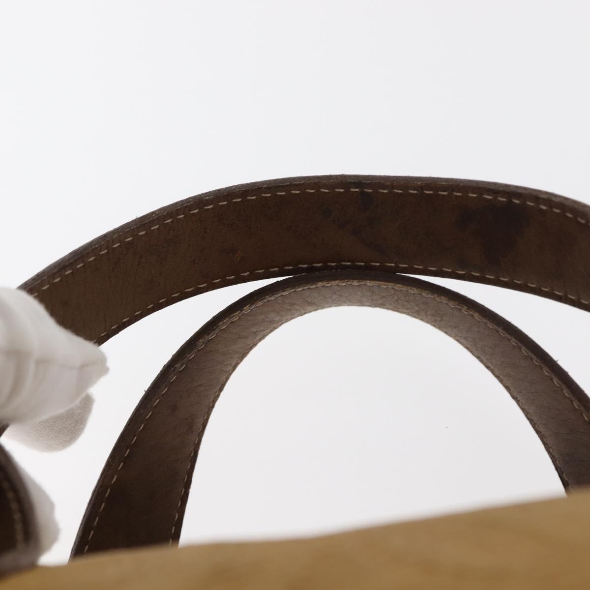 LOEWE Anagram Hand Bag Leather Beige Gold Auth bs29735