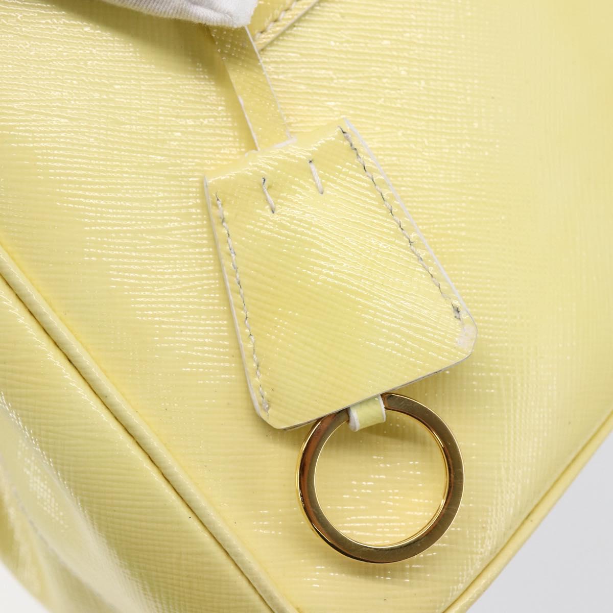 PRADA Hand Bag Patent leather Beige Gold Auth bs29737