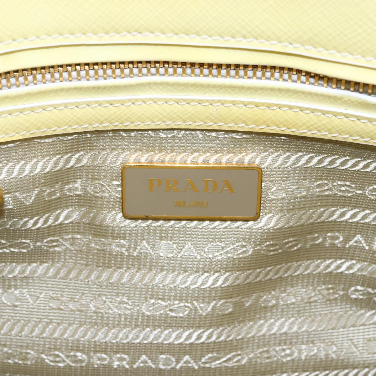 PRADA Hand Bag Patent leather Beige Gold Auth bs29737