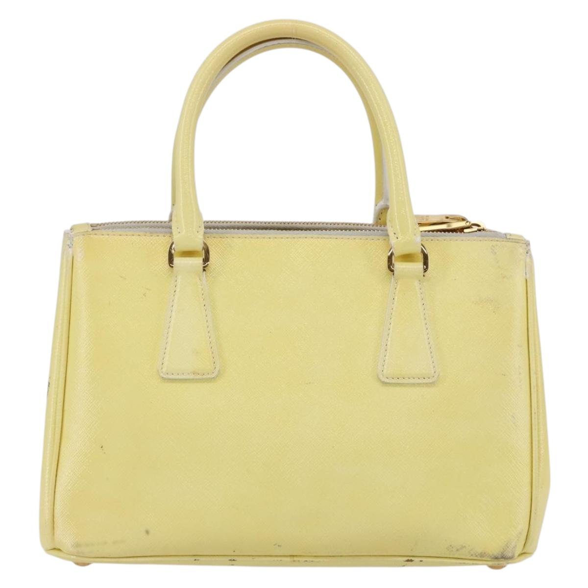 PRADA Hand Bag Patent leather Beige Gold Auth bs29737