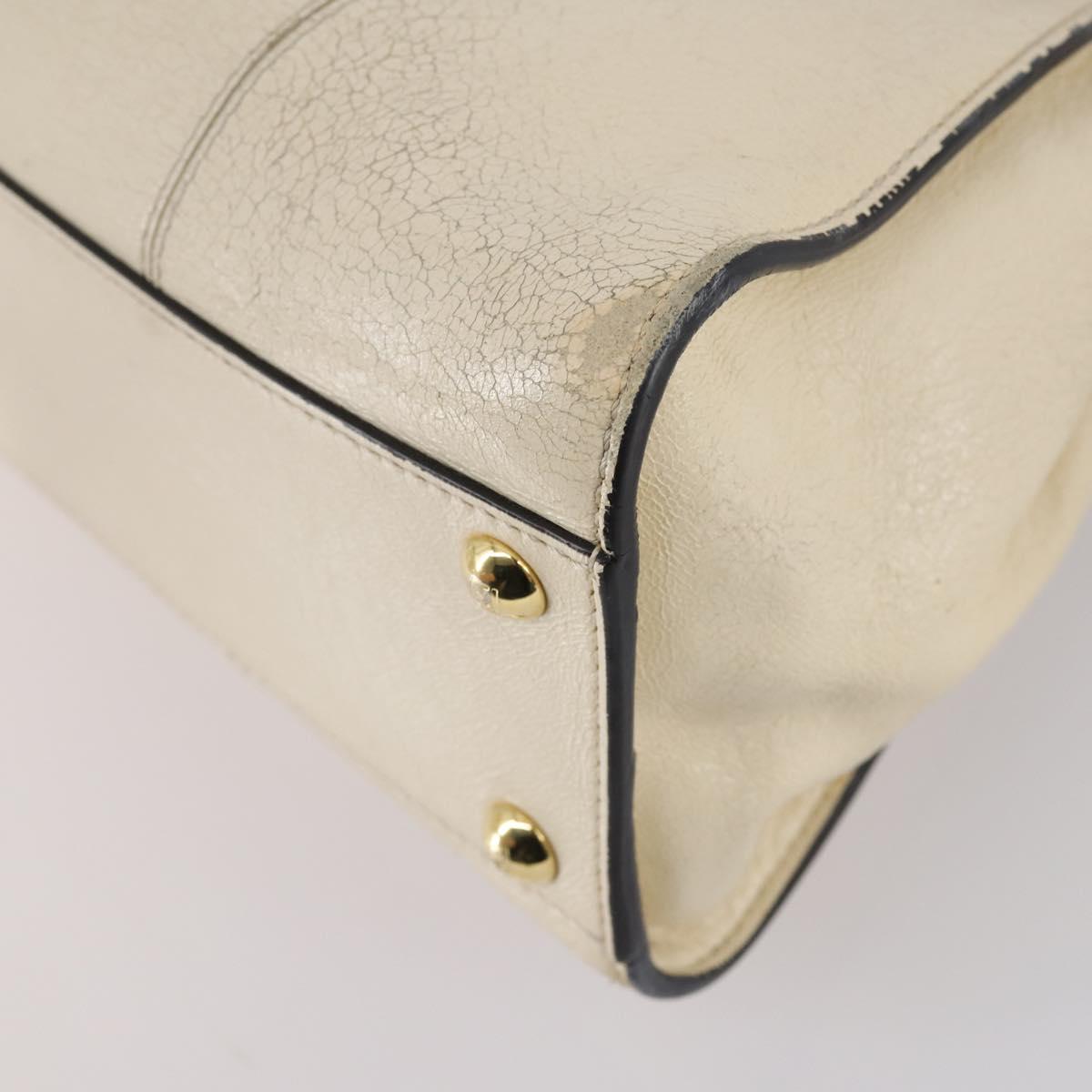 FENDI Mini Peek A Boo Hand Bag Leather 2way Ivory gold Auth bs29739