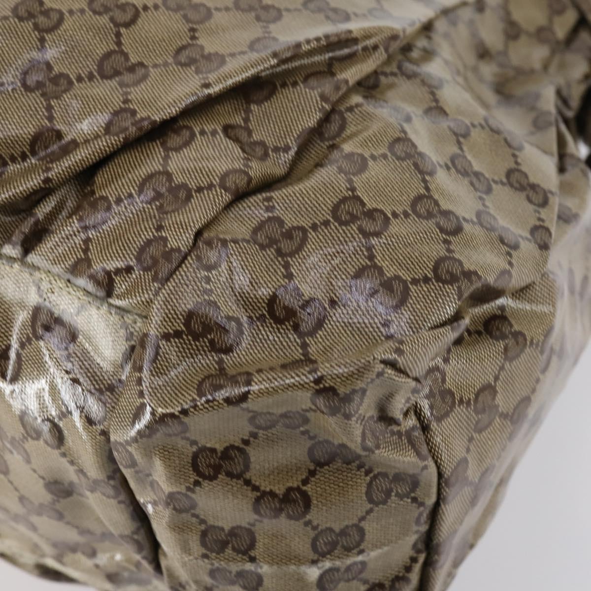 GUCCI GG Crystal Tote Bag Coated Canvas Beige Gold 197022 Auth bs29740