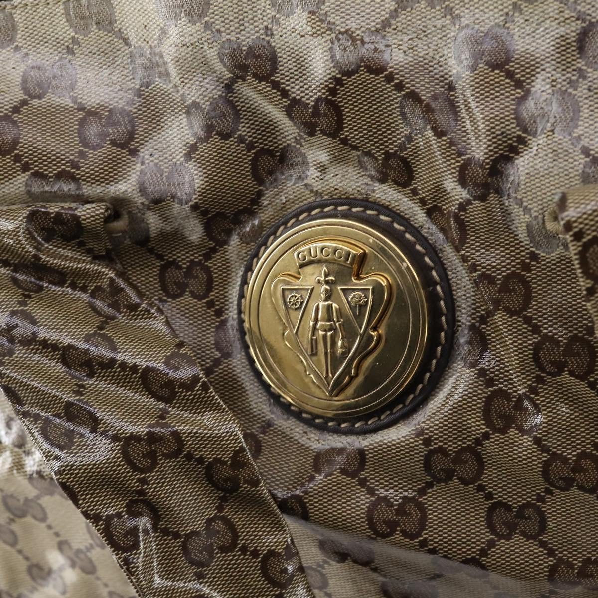 GUCCI GG Crystal Tote Bag Coated Canvas Beige Gold 197022 Auth bs29740