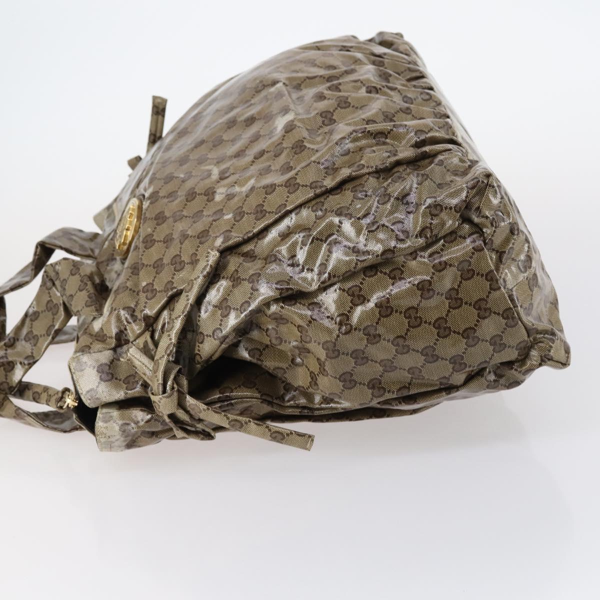 GUCCI GG Crystal Tote Bag Coated Canvas Beige Gold 197022 Auth bs29740