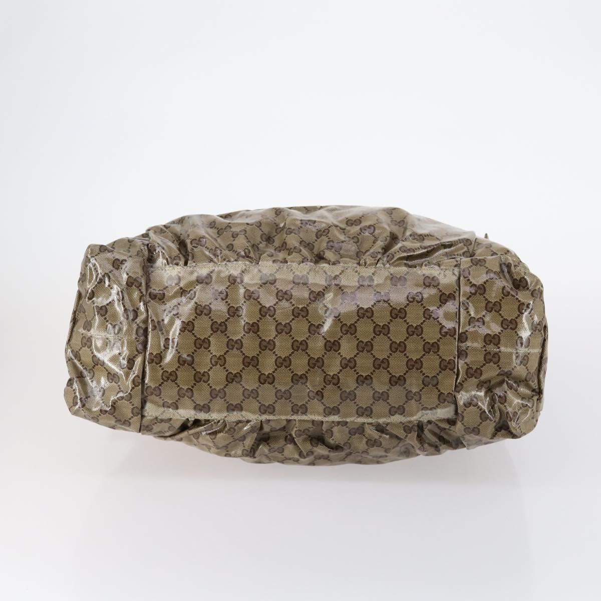 GUCCI GG Crystal Tote Bag Coated Canvas Beige Gold 197022 Auth bs29740