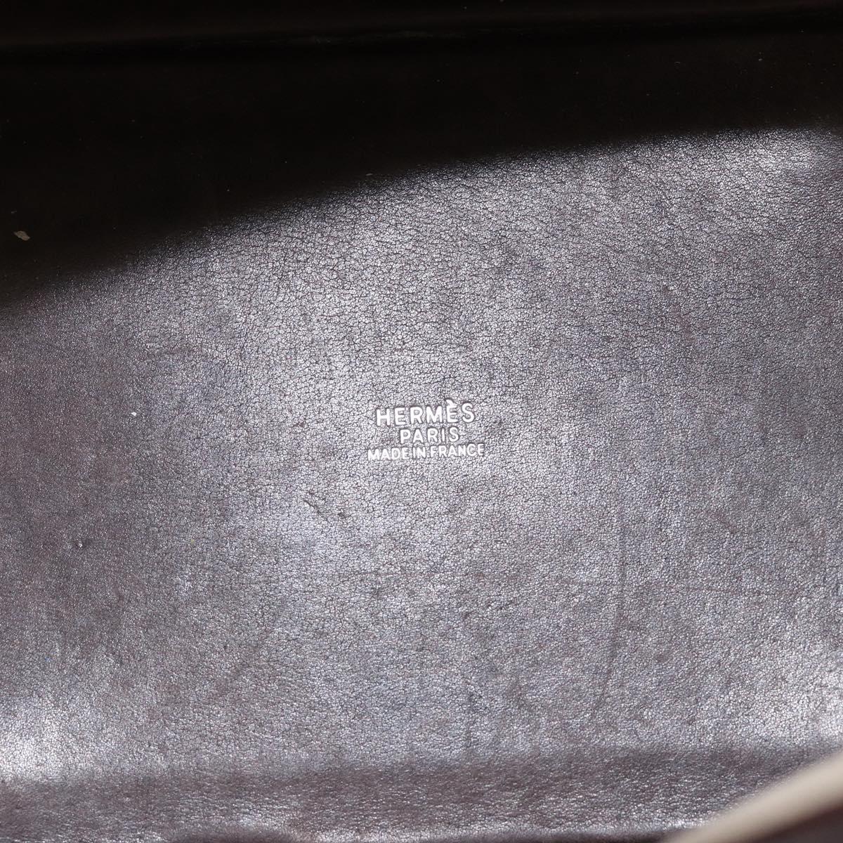 HERMES Toile H Picotin PM Bag Canvas Leather Beige Brown Silver Auth bs29741