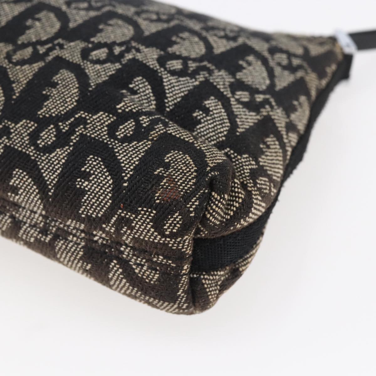 Christian Dior Trotter Canvas Pouch Brown Silver Auth bs29749