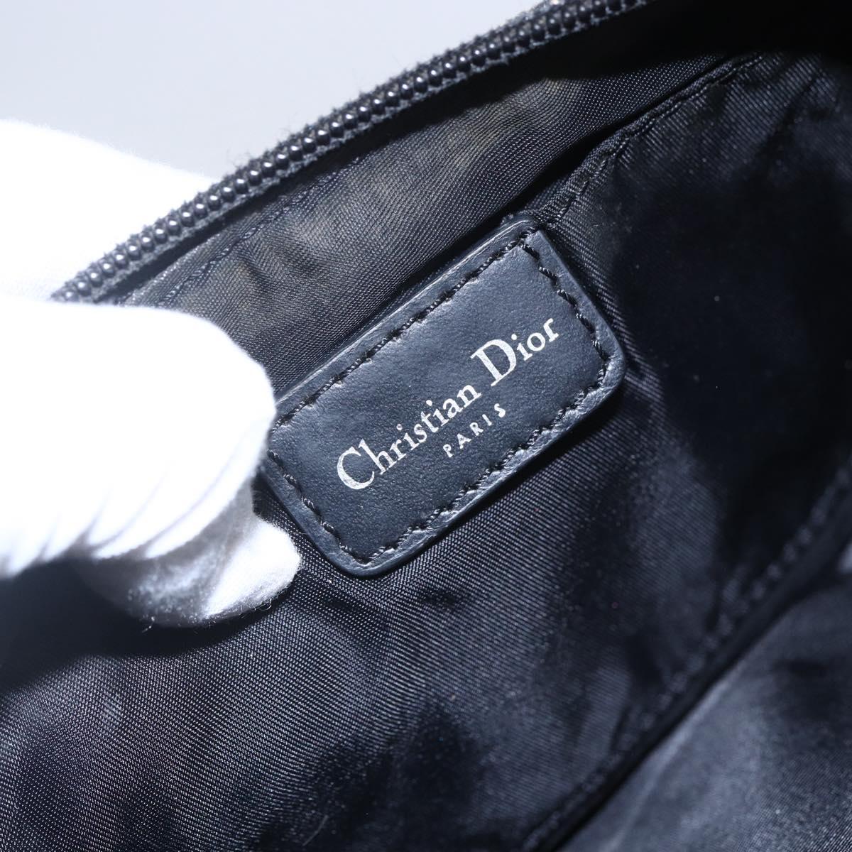 Christian Dior Trotter Canvas Pouch Brown Silver Auth bs29749