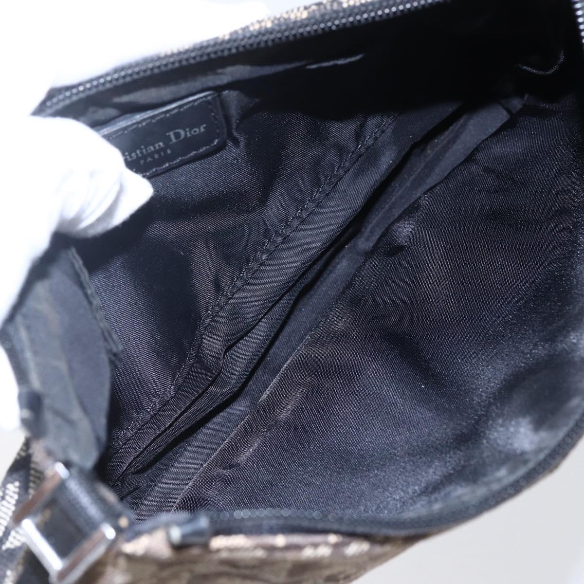 Christian Dior Trotter Canvas Pouch Brown Silver Auth bs29749