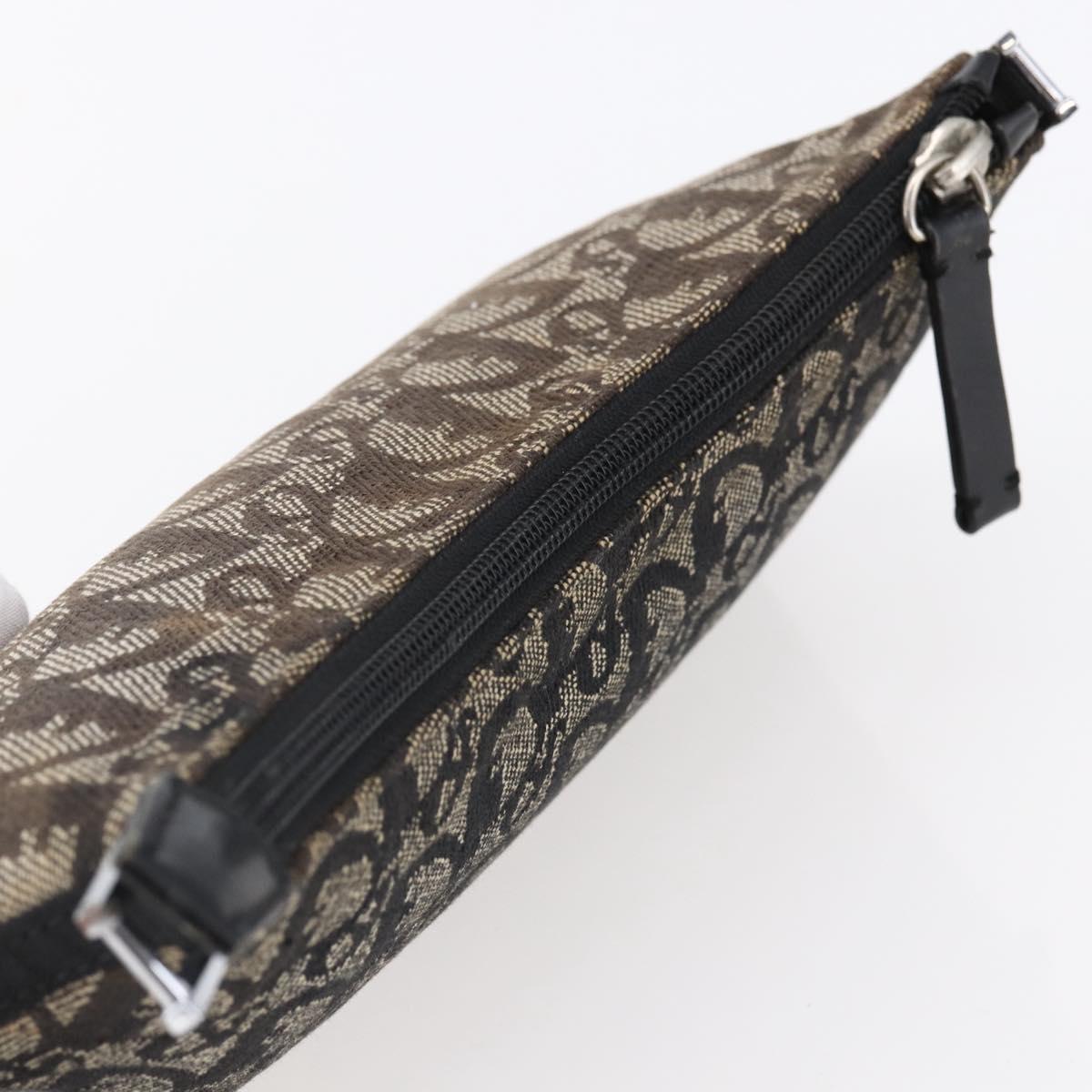 Christian Dior Trotter Canvas Pouch Brown Silver Auth bs29749