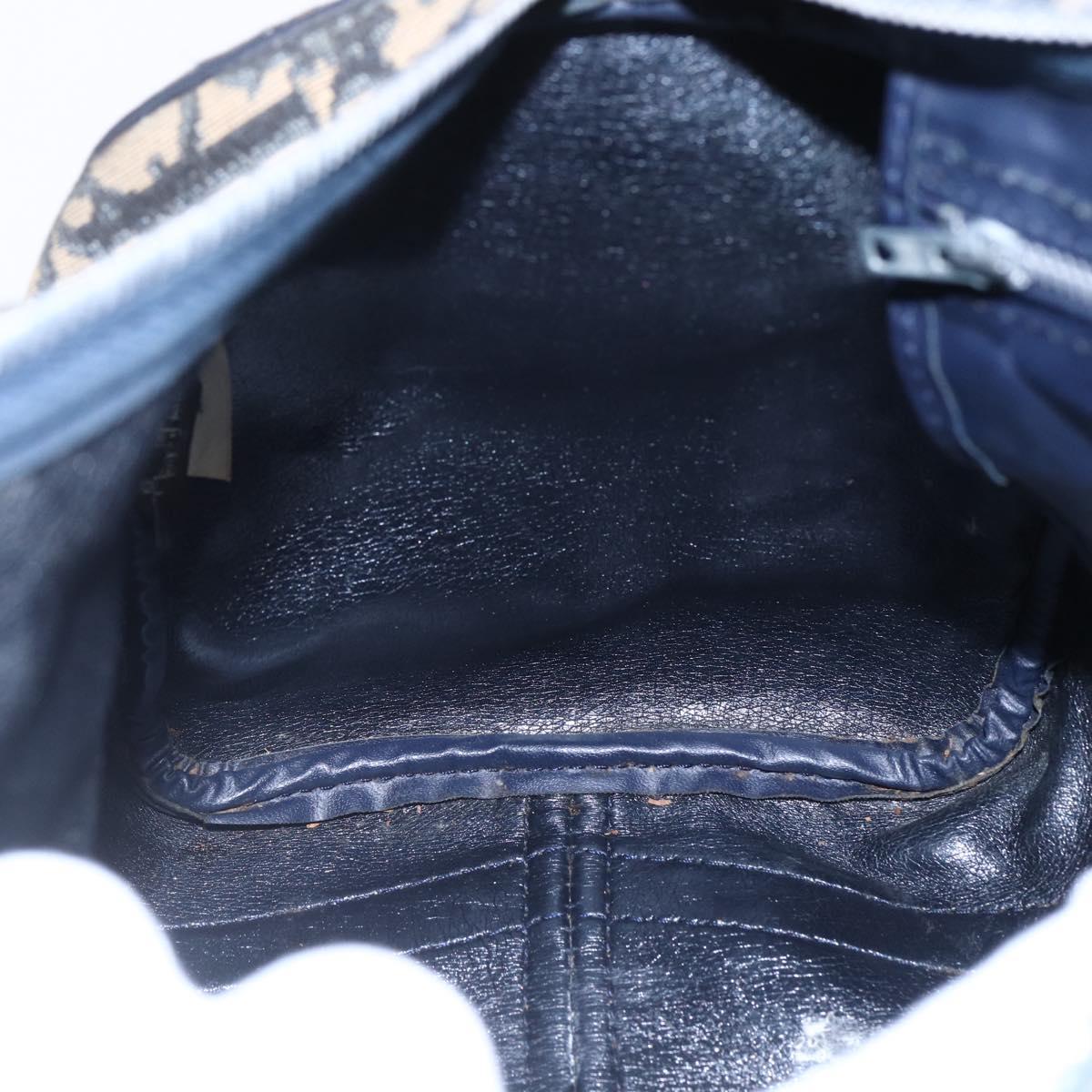 Christian Dior Trotter Canvas mini Boston Bag Navy Gold Auth bs29750