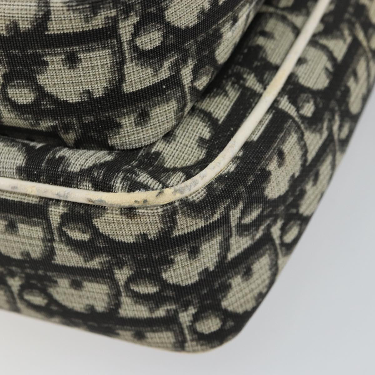 Christian Dior Trotter Canvas Shoulder Bag PVC Black Silver Auth bs29752