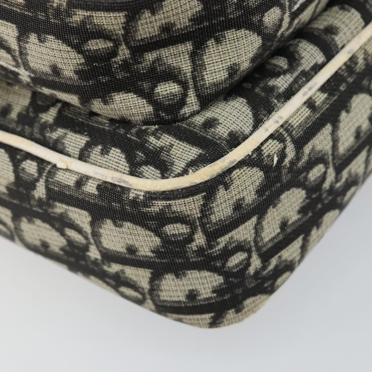 Christian Dior Trotter Canvas Shoulder Bag PVC Black Silver Auth bs29752