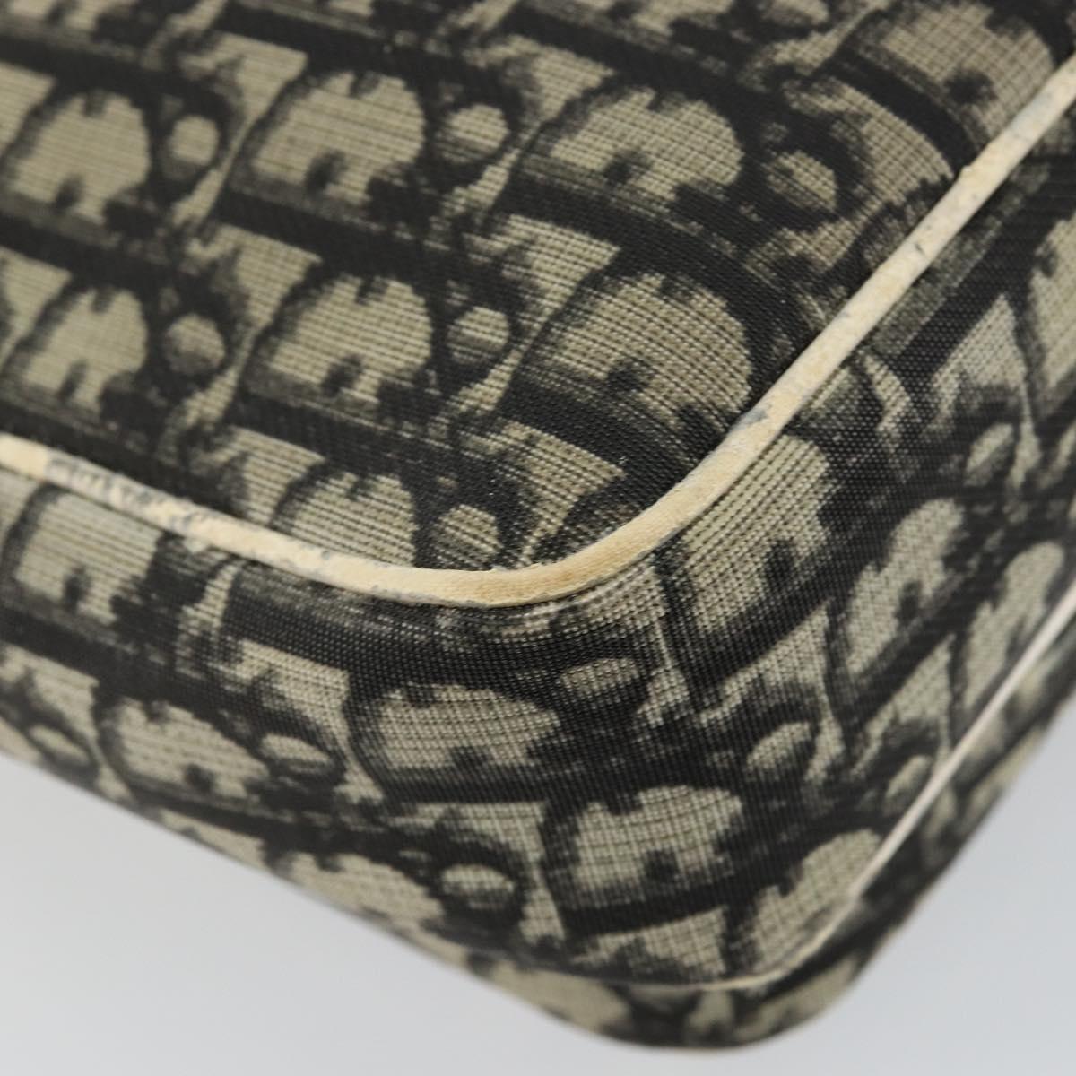 Christian Dior Trotter Canvas Shoulder Bag PVC Black Silver Auth bs29752