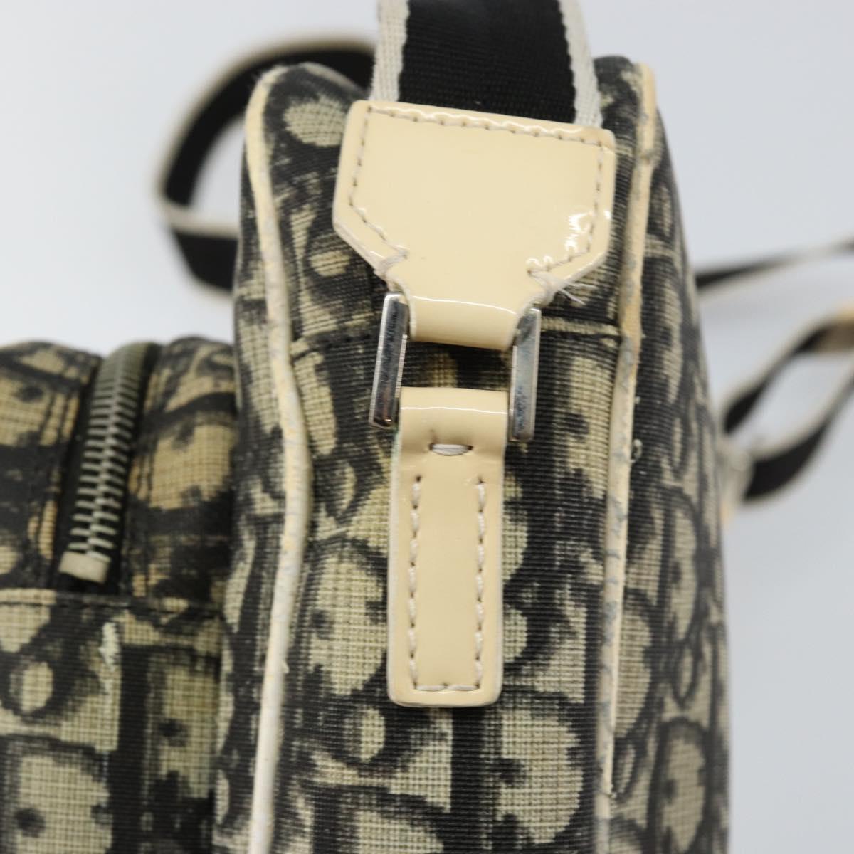 Christian Dior Trotter Canvas Shoulder Bag PVC Black Silver Auth bs29752