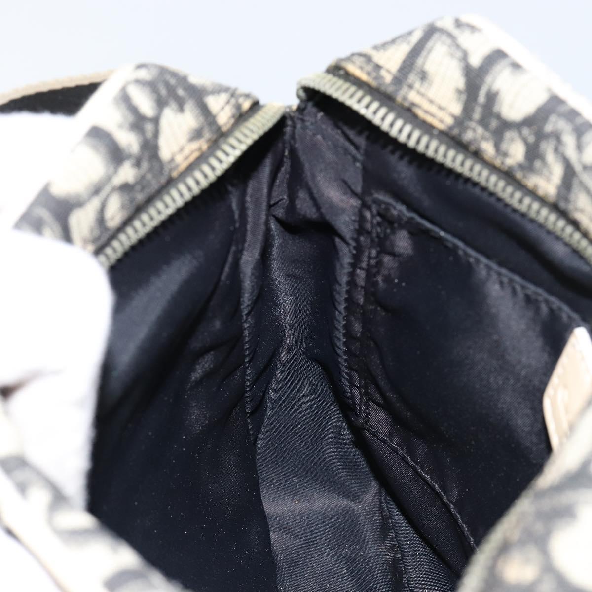 Christian Dior Trotter Canvas Shoulder Bag PVC Black Silver Auth bs29752