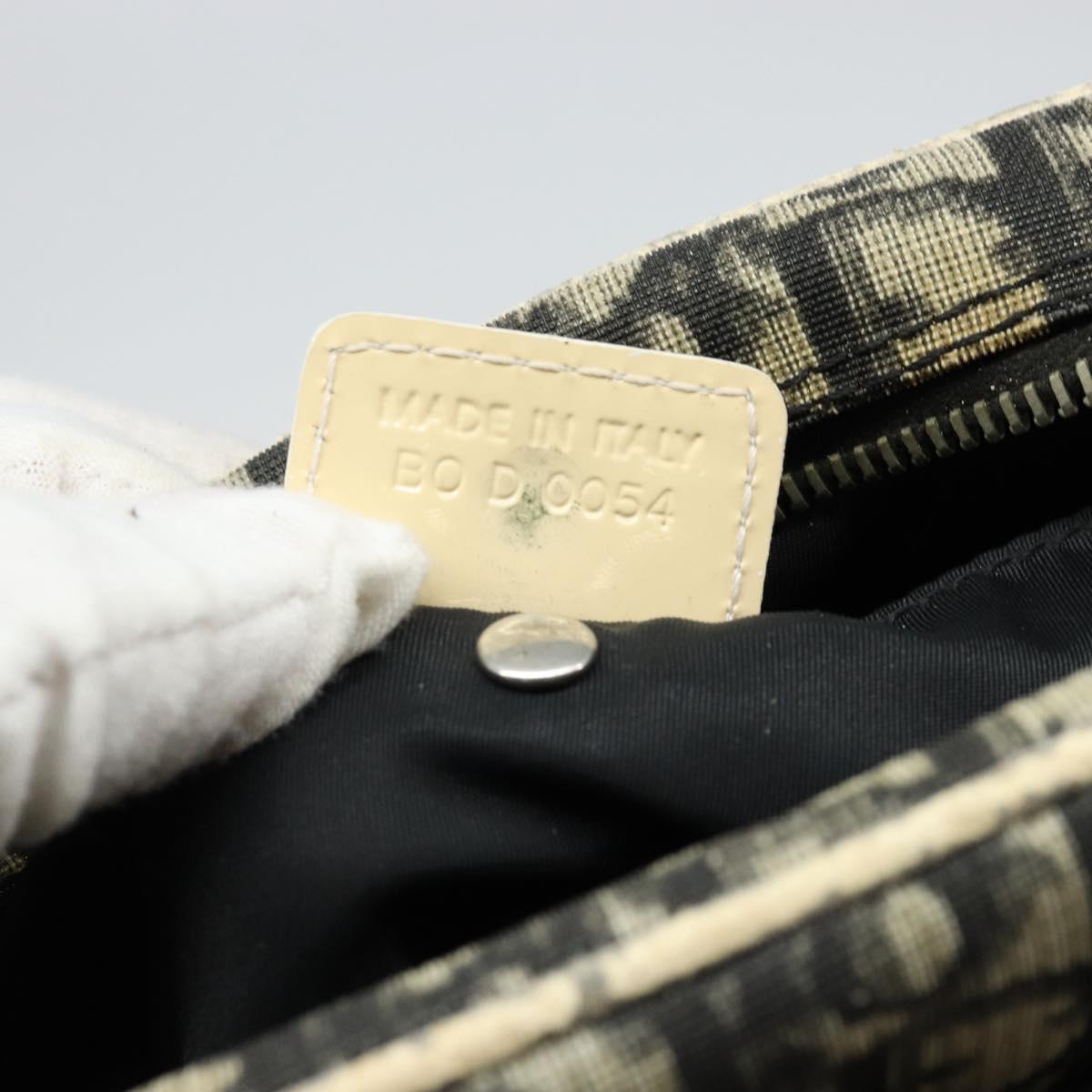 Christian Dior Trotter Canvas Shoulder Bag PVC Black Silver Auth bs29752