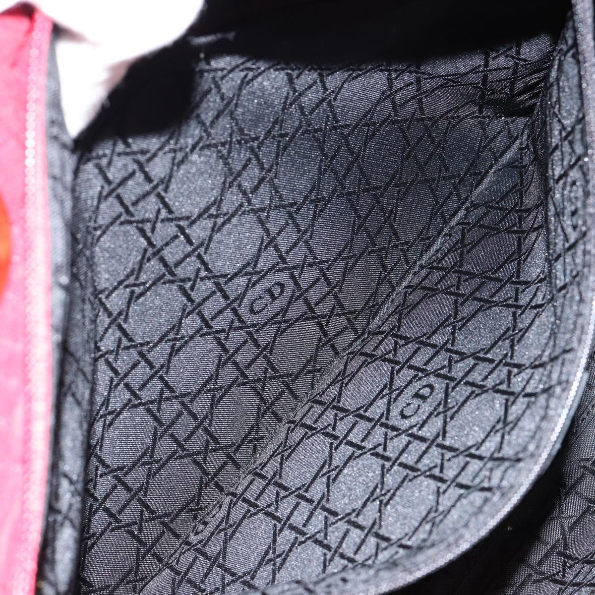 Christian Dior Lady Dior Canage Hand Bag Nylon Red Gold Auth bs29754